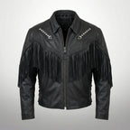 Men’s Western Arrow Leather Motorbike Jacket – Vintage Biker Style
