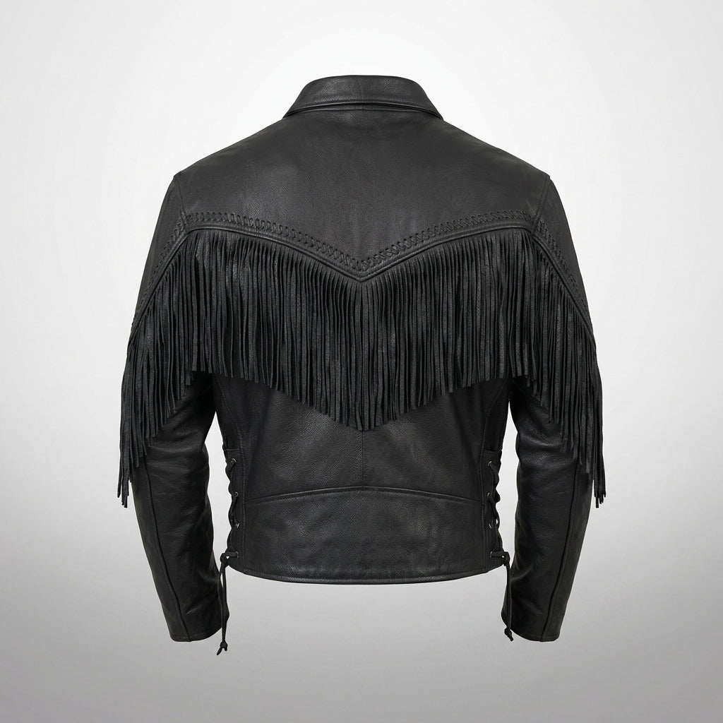 Men’s Western Arrow Leather Motorbike Jacket – Vintage Biker Style