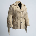 Men’s Western Cowboy White Suede Jacket – Vintage Rancher Style