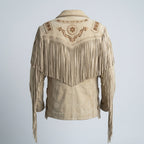 Men’s Western Cowboy White Suede Jacket – Vintage Rancher Style
