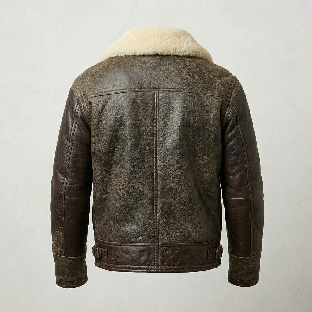 Men’s Premium Sheepskin Military Jacket – Classic Winter Flight Style