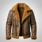 Men’s B3 Sheepskin Shearling Bomber Military Jacket – Aviator Fur Style