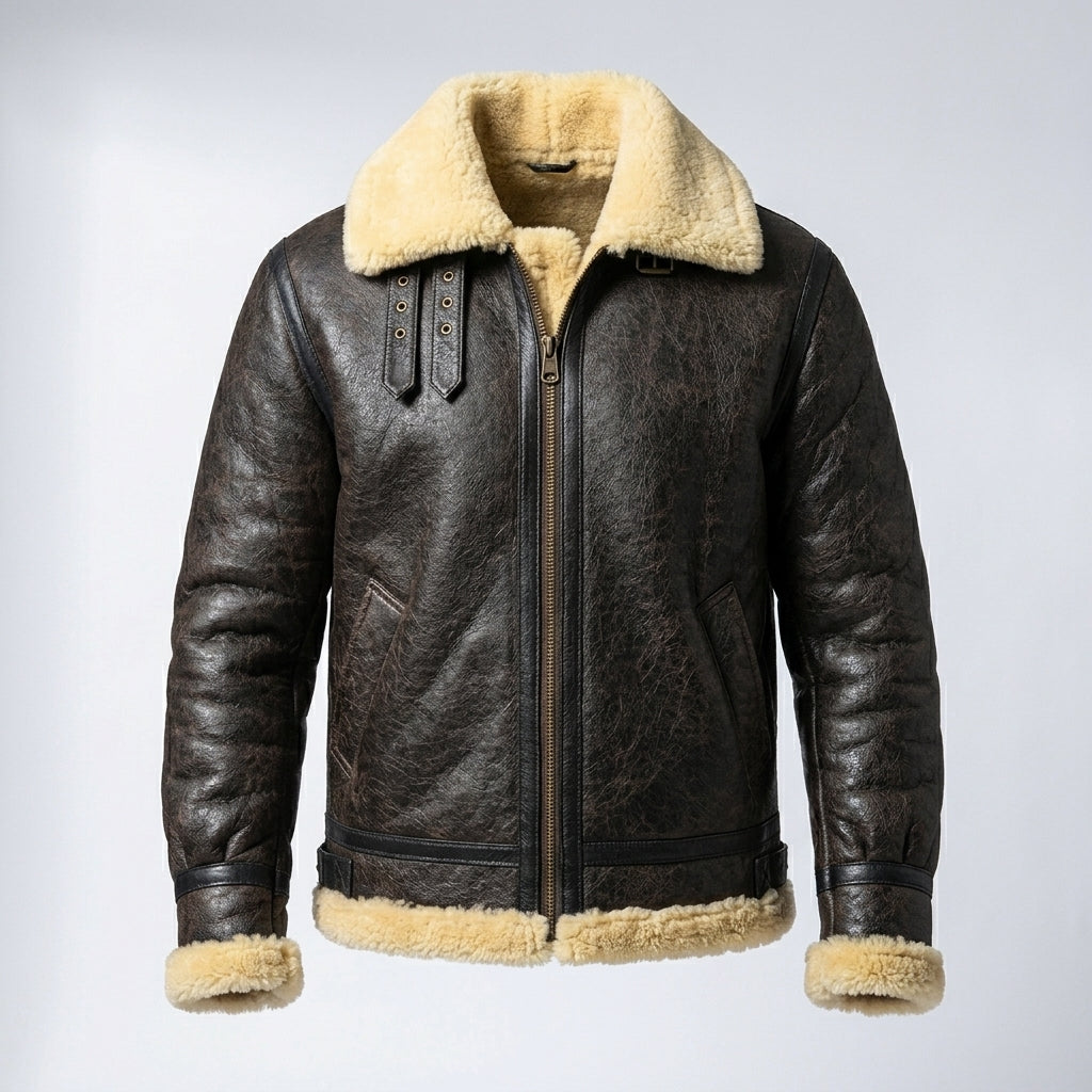 Buy Men's Dark Brown B3 Military Shearling Bomber Jacket