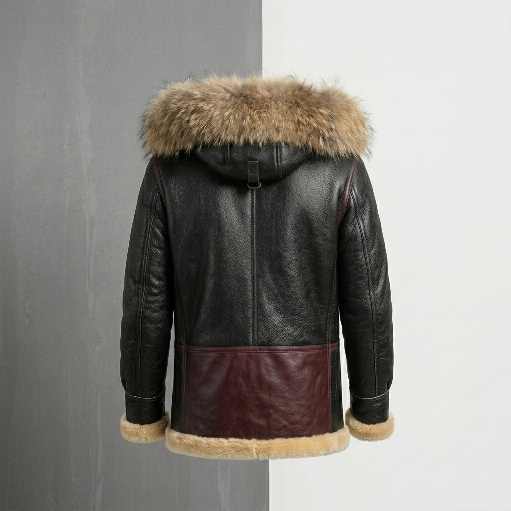 Men’s B3/B7 Shearling Bomber Military Jacket – Premium Sheepskin Fur Coat