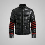 Men’s Gothic Military Style Leather Jacket – Dark Tactical Biker Coat