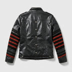 Men’s Gothic Military Style Leather Jacket – Dark Tactical Biker Coat
