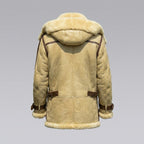 Men’s Ivory Yellow Hooded Shearling Sheepskin Jacket