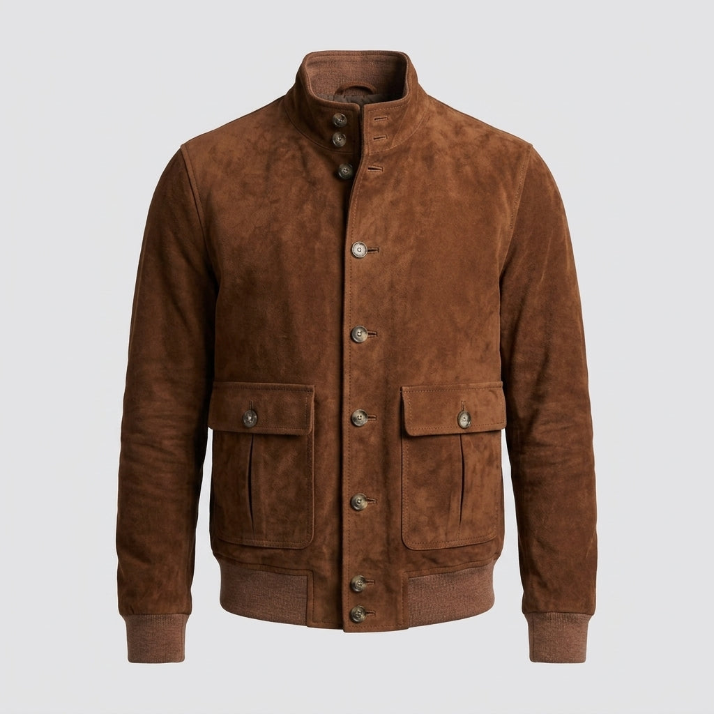 Men’s A-1 Suede Leather Flight Bomber Jacket