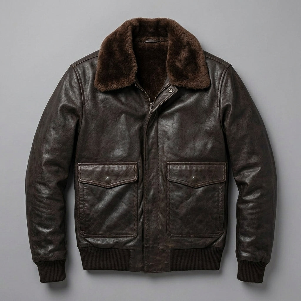 Men’s A2 Air Force Aviator Leather Flight Bomber Jacket