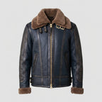 Men’s Blue Sheepskin Shearling Leather Jacket