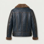 Men’s Blue Sheepskin Shearling Leather Jacket