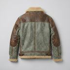 Men’s Genuine Leather Winter Jacket with Shearling Collar