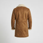 Men’s Tan Brown Suede Shearling Leather Coat