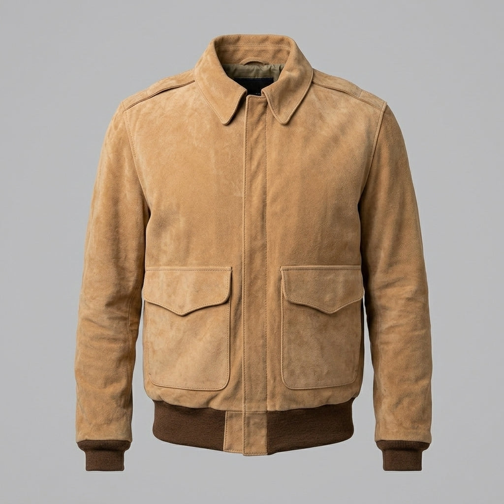 Men’s A-2 Pilot Suede Flight Bomber Jacket