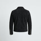 Black Suede Leather Trucker Jacket for Men – Premium Western Style
