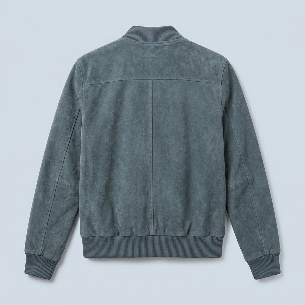 Men's Gray Suede Bomber Jacket – Premium Casual Leather Jacket