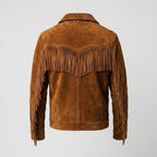 Men's Brown Suede Cowboy Fringe Jacket – Classic Western Style