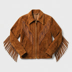 Men's Brown Suede Cowboy Fringe Jacket – Classic Western Style