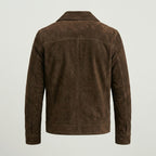 Men's Tan Brown Suede Leather Bomber Jacket – Classic Casual Outerwear
