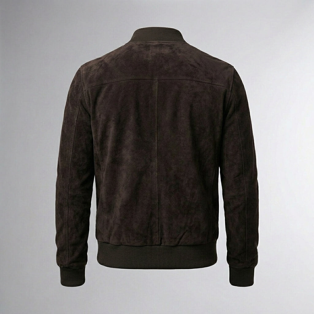 Men’s BlackShadow Suede Bomber Jacket – Premium Black Casual Style