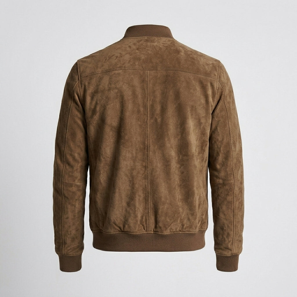 Classic Brown Suede Men’s Leather Bomber Jacket – Timeless Aviator Style