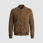 Classic Brown Suede Men’s Leather Bomber Jacket – Timeless Aviator Style
