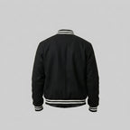 Men’s Black Fleece Varsity Jacket – Classic Letterman Bomber Style