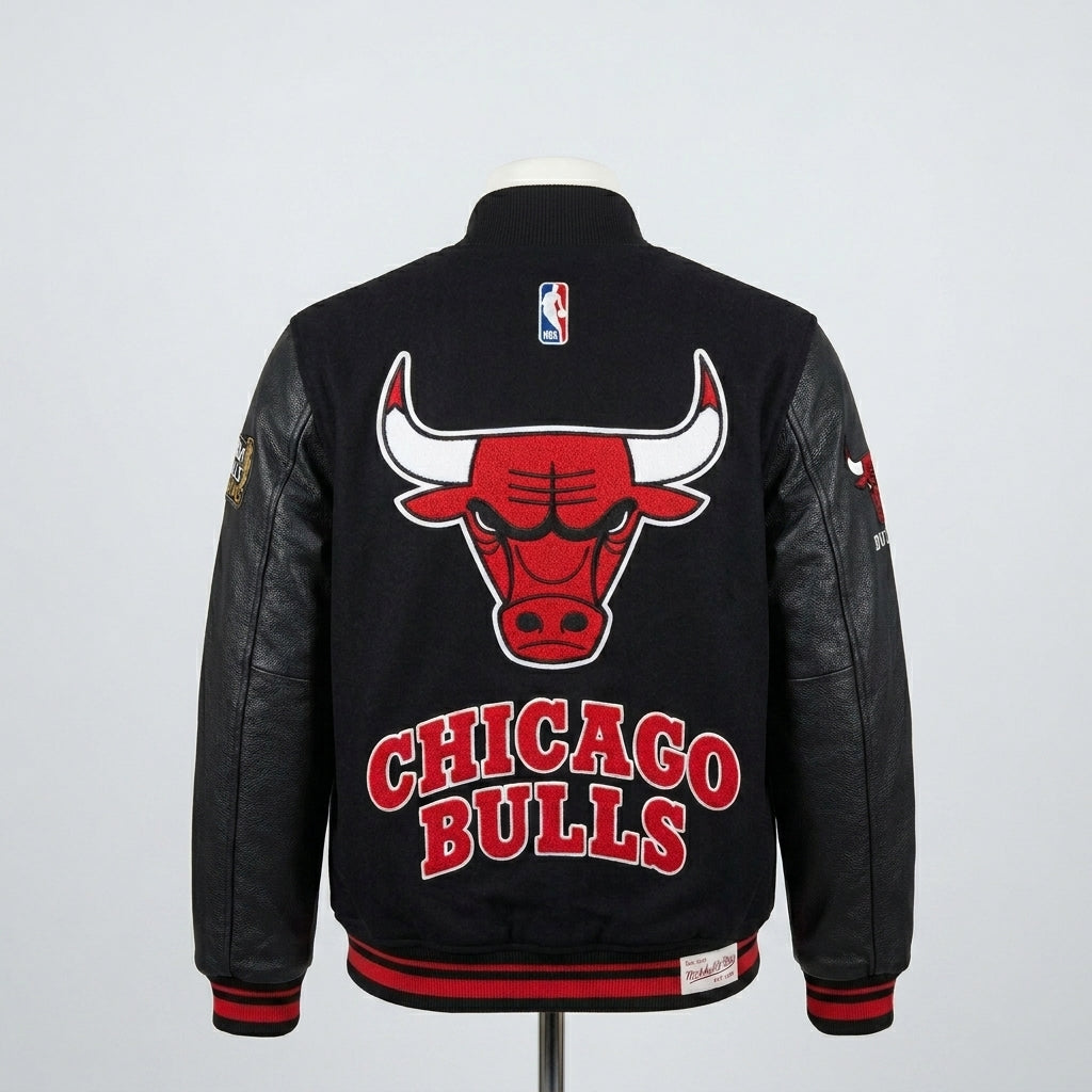 Chicago Bulls Men’s Varsity Wool Leather Jacket – Premium Letterman Style