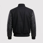 Stylish Black Wool & Leather Letterman Jacket – Premium Men's Varsity Jacket