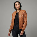 Leather Joan Women’s Tan Quilted Leather Jacket