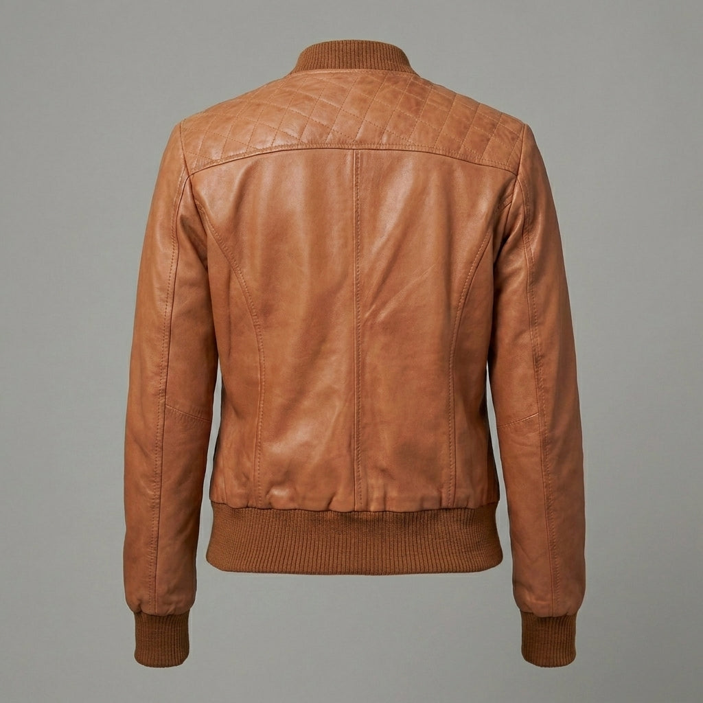 Leather Joan Women’s Tan Quilted Leather Jacket