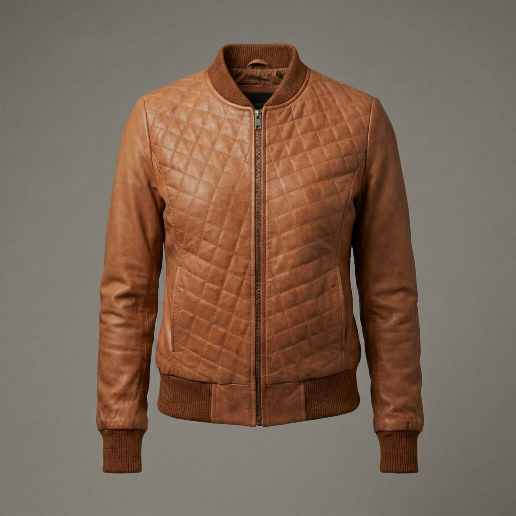 Leather Joan Women’s Tan Quilted Leather Jacket