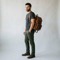 Vintage Brown Full-Grain Cowhide Leather Backpack with Drawstring Closure