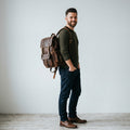 Retro Genuine Leather Laptop Backpack with Classic Buckle Closures