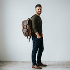 Retro Genuine Leather Laptop Backpack with Classic Buckle Closures