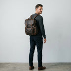 Vintage Brown Genuine Leather Laptop Backpack for Travel & Work