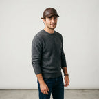 Brown Leather Baseball Cap with Contrast Stitching & Adjustable Strap
