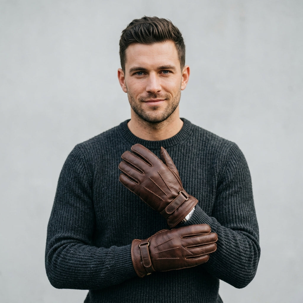 Hestra Brown Elkskin Leather Gloves