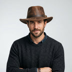 Equistl Cow Crazy Style Brown Leather Cowboy Hat – Rustic Western Western Hat