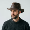 Outback Trading Company River Guide Weathered Brown Leather Hat with Buckle Strap
