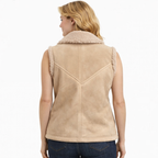 Light Brown Suede-Style Faux Shearling Teddy Vest for Women