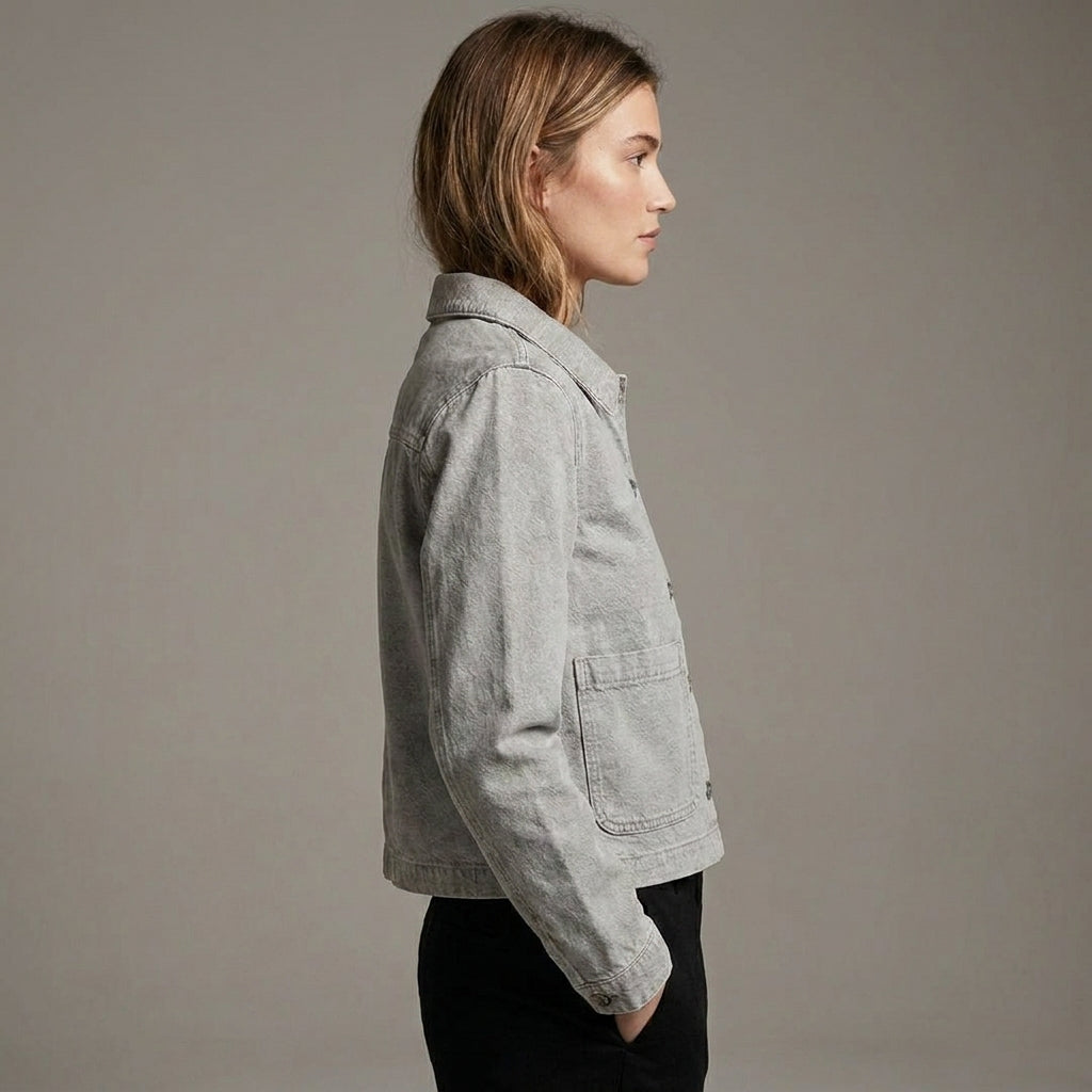 Light Grey Boxy Denim Jacket