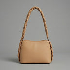 Luna Beige Braided Handle Shoulder Bag
