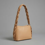 Luna Beige Braided Handle Shoulder Bag