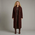 Luxe Brown Long Shearling Winter Coat for Women