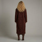 Luxe Brown Long Shearling Winter Coat for Women
