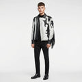 Men’s Black & White Studded Cowboy Leather Jacket