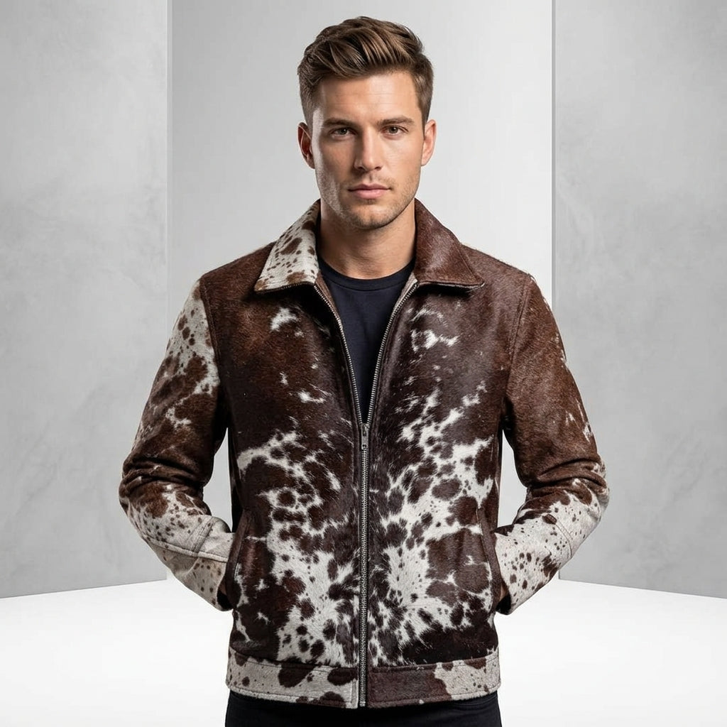 Men’s Natural Cowhide Hair-On Leather Jacket
