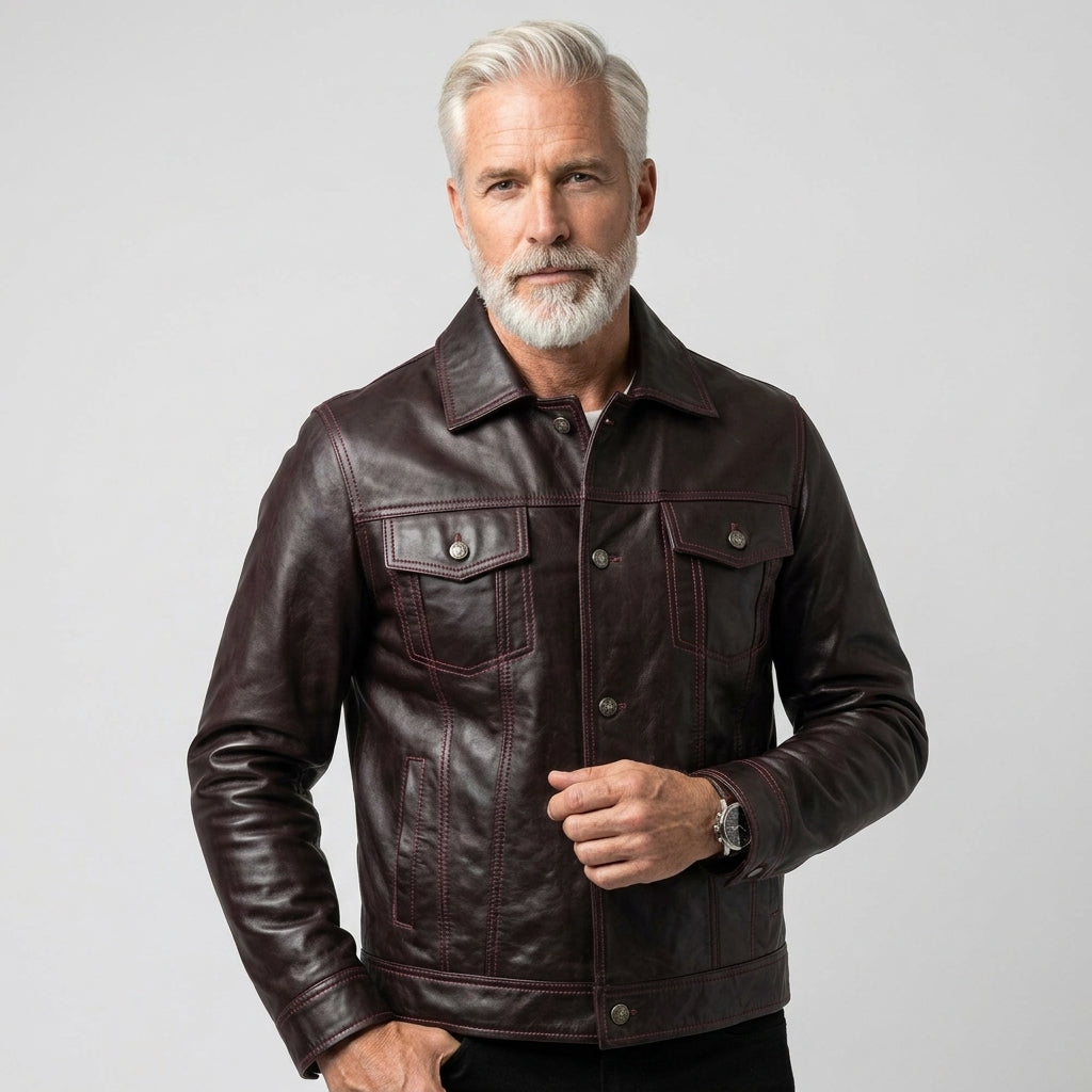 Men’s Classic Leather Harrington Jacket