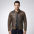 Men’s Distressed Vintage Cafe Racer Leather Jacket